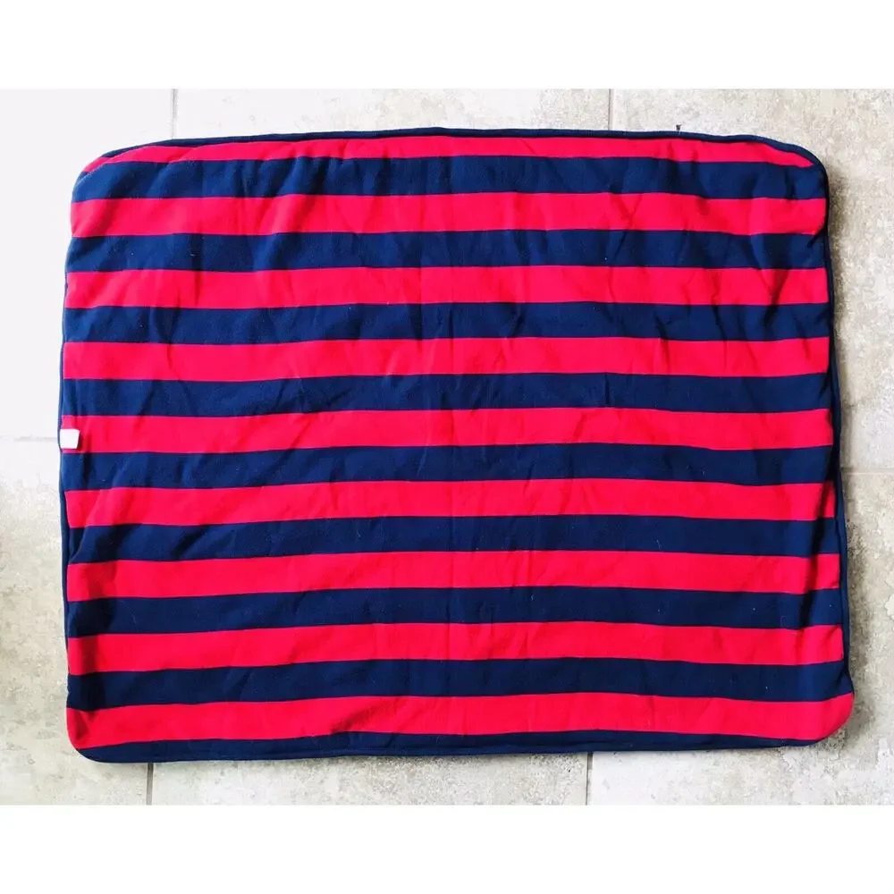 RARE Baby Gap Sports Square Baby Blanket Floor Pad Mat Red Blue Football Lovey